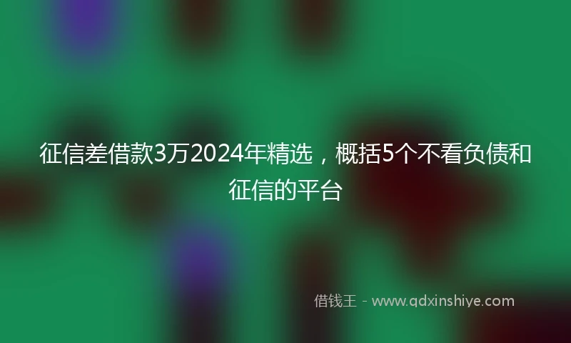 征信差借款3万2024年精选，概括5个不看负债和征信的平台