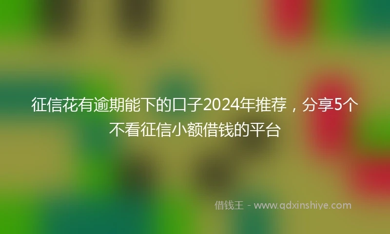 征信花有逾期能下的口子2024年推荐，分享5个不看征信小额借钱的平台