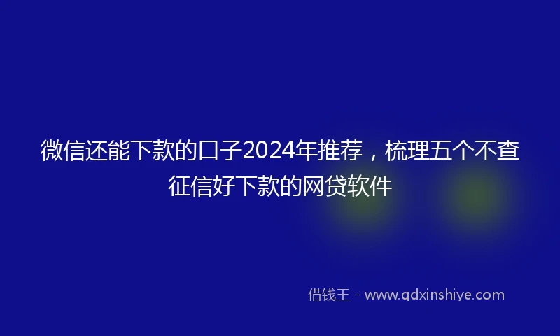 微信还能下款的口子2024年推荐，梳理五个不查征信好下款的网贷软件