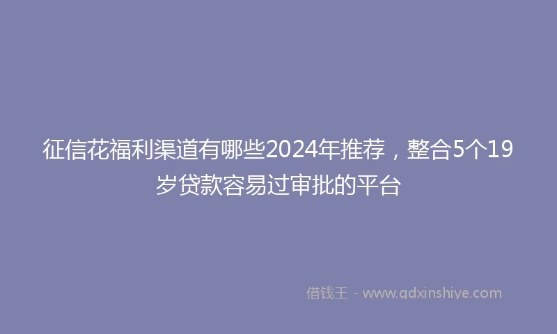 征信花福利渠道有哪些2024年推荐，整合5个19岁贷款容易过审批的平台