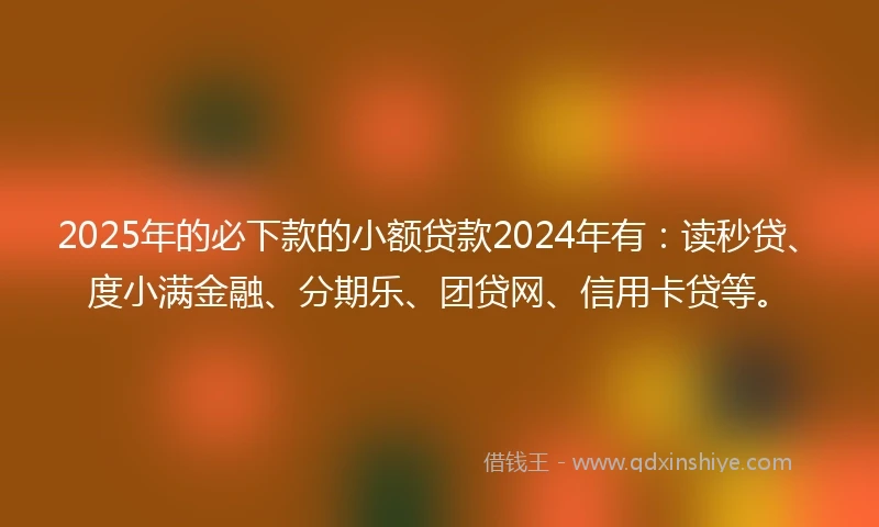 2025年的必下款的小额贷款2024年有：读秒贷、度小满金融、分期乐、团贷网、信用卡贷等。