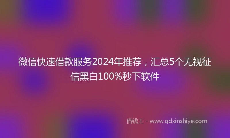 微信快速借款服务2024年推荐，汇总5个无视征信黑白100%秒下软件