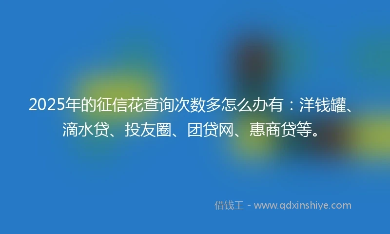 2025年的征信花查询次数多怎么办有：洋钱罐、滴水贷、投友圈、团贷网、惠商贷等。