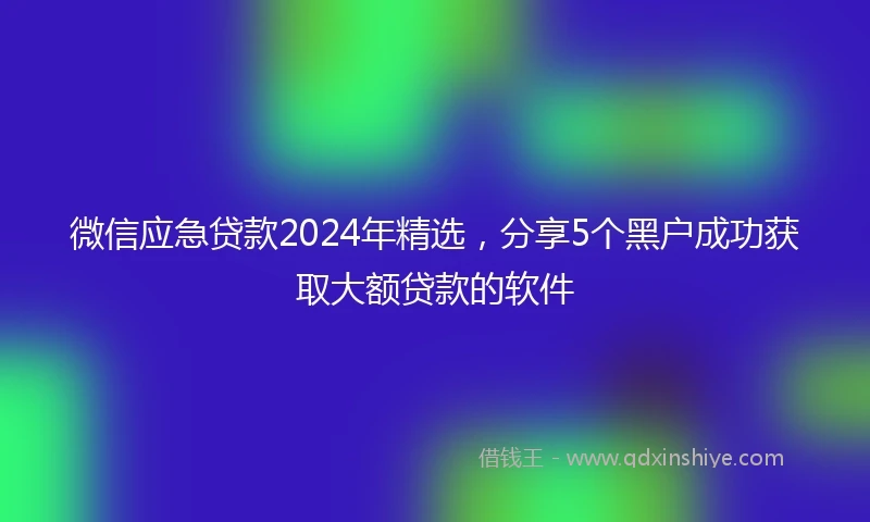 微信应急贷款2024年精选，分享5个黑户成功获取大额贷款的软件