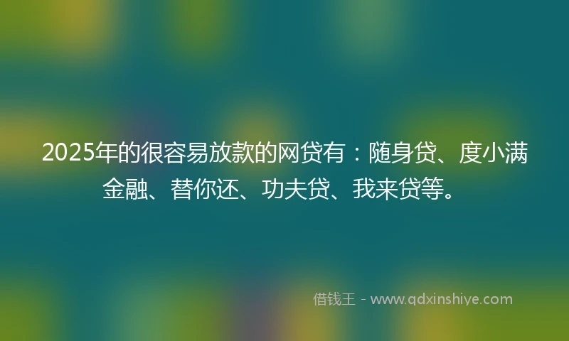 2025年的很容易放款的网贷有：随身贷、度小满金融、替你还、功夫贷、我来贷等。
