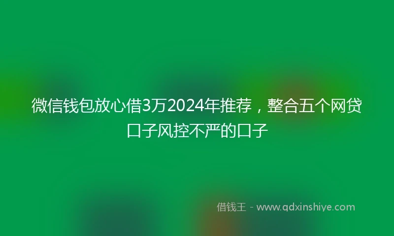 微信钱包放心借3万2024年推荐,整合五个网贷口子风控不严的口子