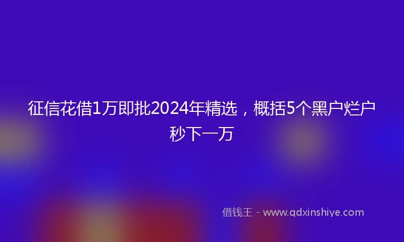 征信花借1万即批2024年精选，概括5个黑户烂户秒下一万