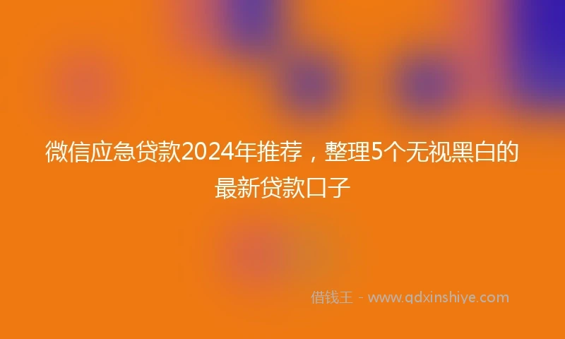 微信应急贷款2024年推荐，整理5个无视黑白的最新贷款口子