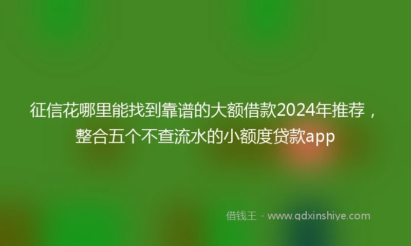 征信花哪里能找到靠谱的大额借款2024年推荐，整合五个不查流水的小额度贷款app