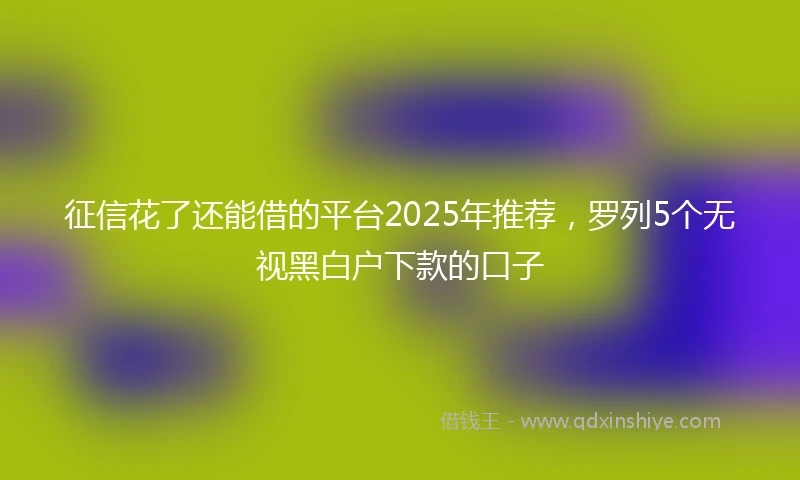 征信花了还能借的平台2025年推荐，罗列5个无视黑白户下款的口子