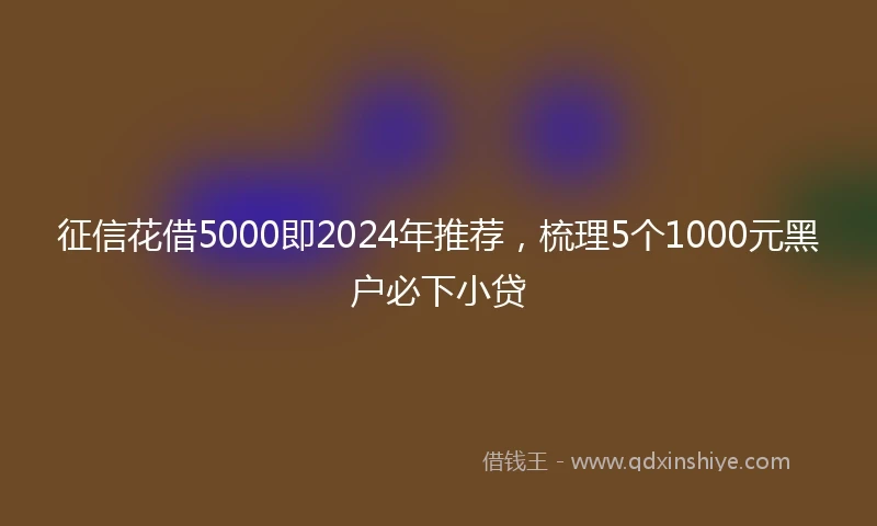 征信花借5000即2024年推荐，梳理5个1000元黑户必下小贷