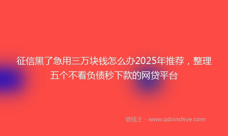 征信黑了急用三万块钱怎么办2025年推荐，整理五个不看负债秒下款的网贷平台