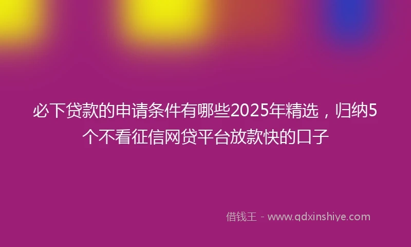 必下贷款的申请条件有哪些2025年精选，归纳5个不看征信网贷平台放款快的口子