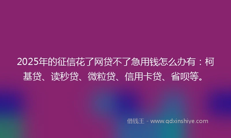 2025年的征信花了网贷不了急用钱怎么办有：柯基贷、读秒贷、微粒贷、信用卡贷、省呗等。