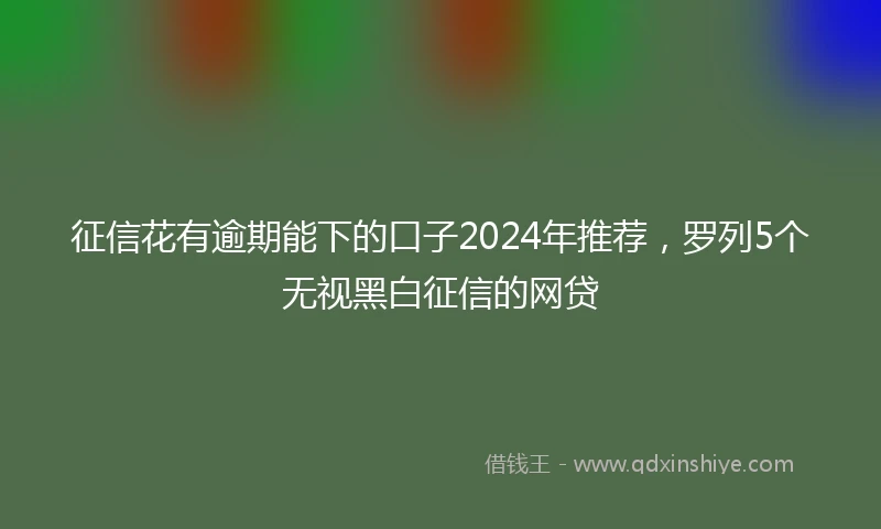 征信花有逾期能下的口子2024年推荐，罗列5个无视黑白征信的网贷