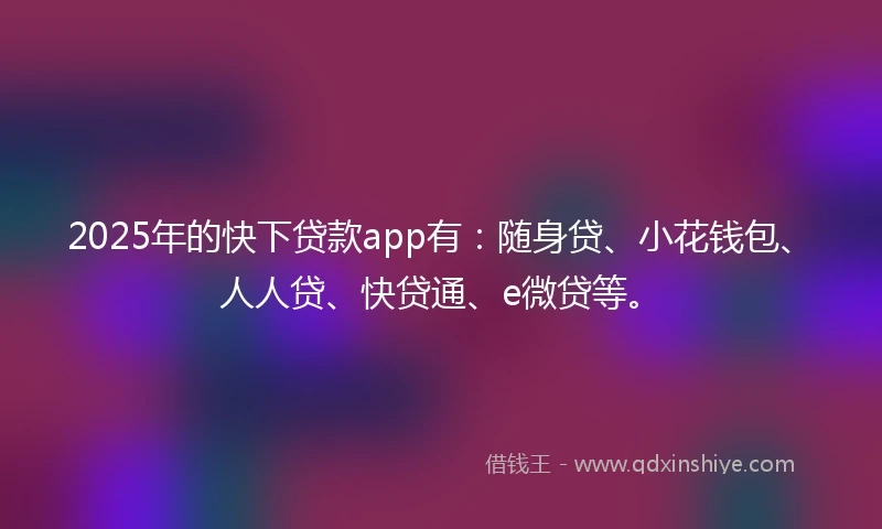 2025年的快下贷款app有：随身贷、小花钱包、人人贷、快贷通、e微贷等。