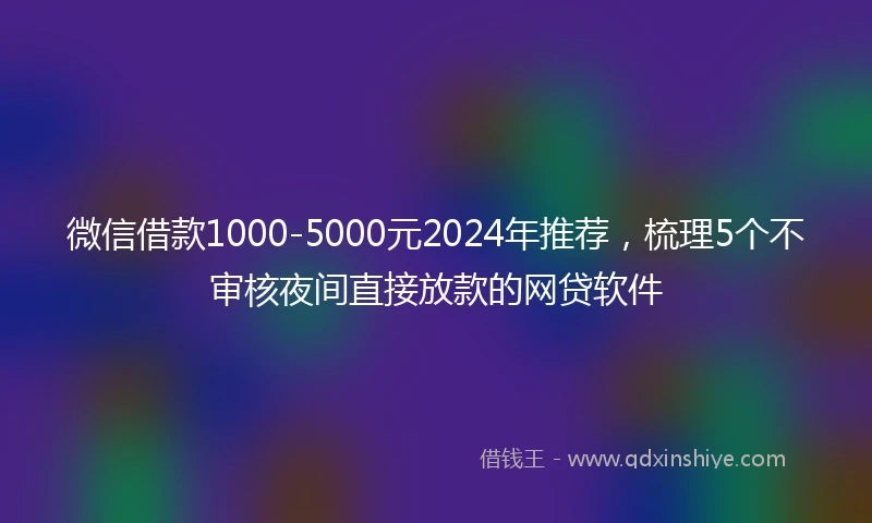 微信借款1000-5000元2024年推荐，梳理5个不审核夜间直接放款的网贷软件