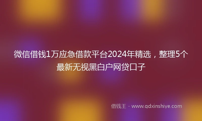 微信借钱1万应急借款平台2024年精选，整理5个最新无视黑白户网贷口子