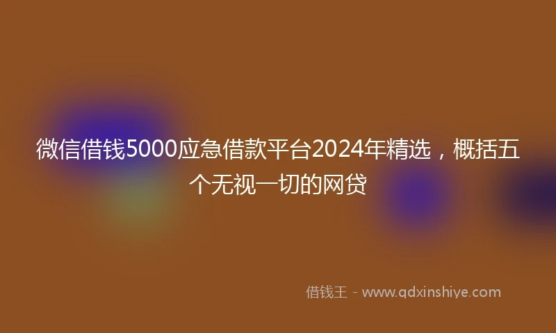 微信借钱5000应急借款平台2024年精选，概括五个无视一切的网贷