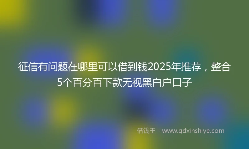 征信有问题在哪里可以借到钱2025年推荐，整合5个百分百下款无视黑白户口子