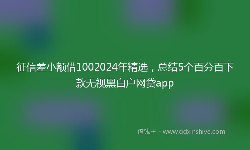 征信差小额借1002024年精选，总结5个百分百下款无视黑白户网贷app