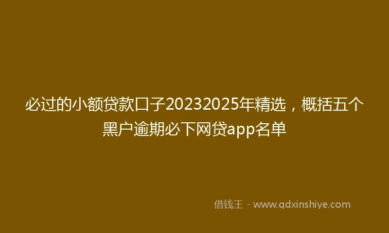 必过的小额贷款口子20232025年精选，概括五个黑户逾期必下网贷app名单