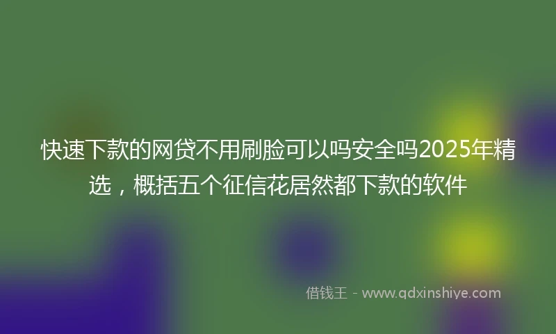 快速下款的网贷不用刷脸可以吗安全吗2025年精选，概括五个征信花居然都下款的软件