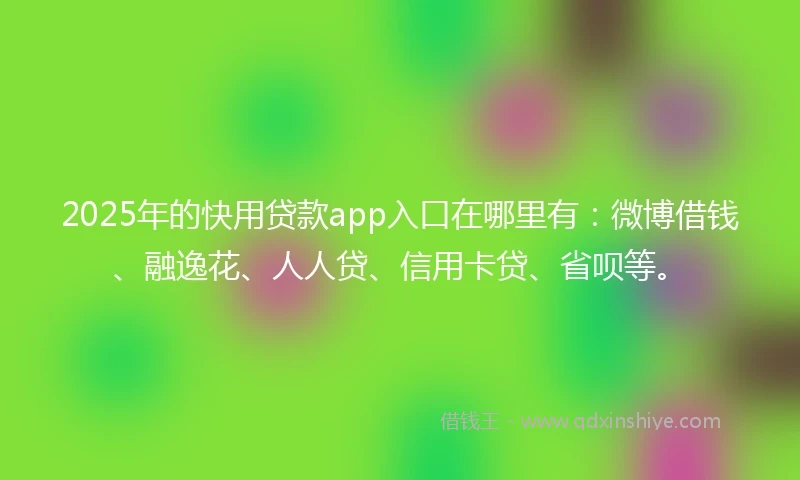 2025年的快用贷款app入口在哪里有：微博借钱、融逸花、人人贷、信用卡贷、省呗等。