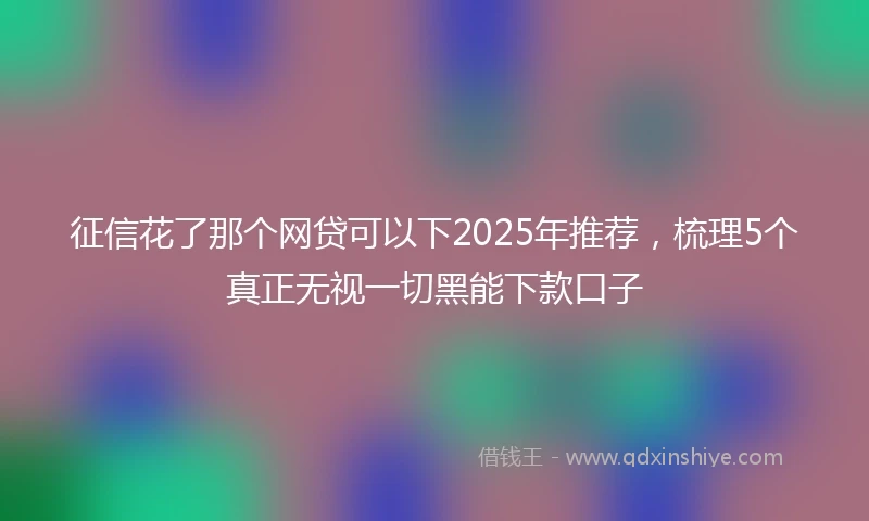 征信花了那个网贷可以下2025年推荐，梳理5个真正无视一切黑能下款口子