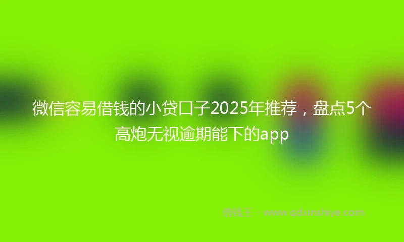 微信容易借钱的小贷口子2025年推荐，盘点5个高炮无视逾期能下的app