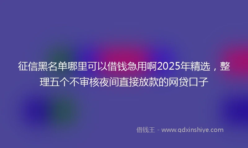 征信黑名单哪里可以借钱急用啊2025年精选，整理五个不审核夜间直接放款的网贷口子