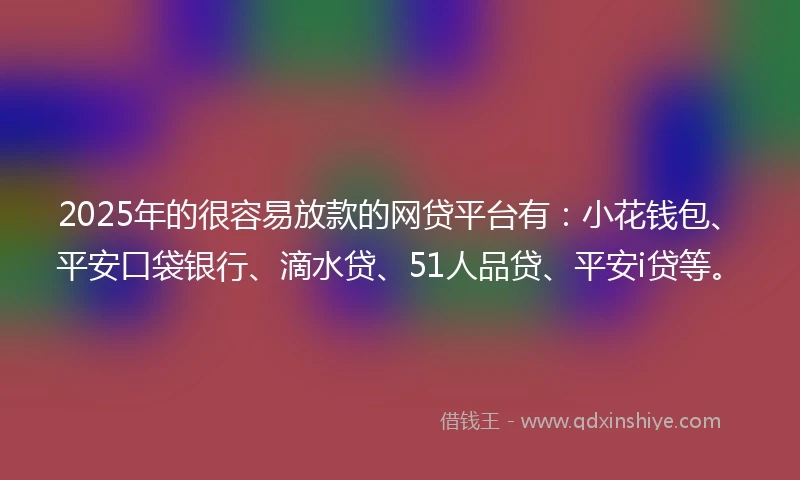 2025年的很容易放款的网贷平台有：小花钱包、平安口袋银行、滴水贷、51人品贷、平安i贷等。