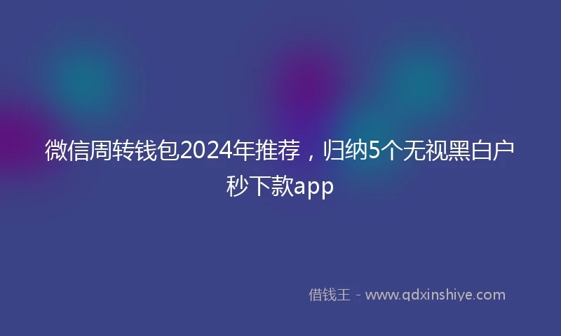 微信周转钱包2024年推荐，归纳5个无视黑白户秒下款app
