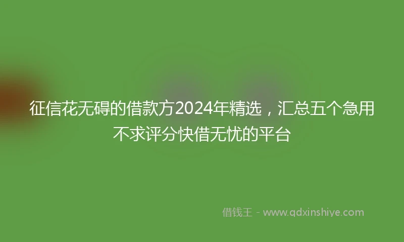 征信花无碍的借款方2024年精选，汇总五个急用不求评分快借无忧的平台