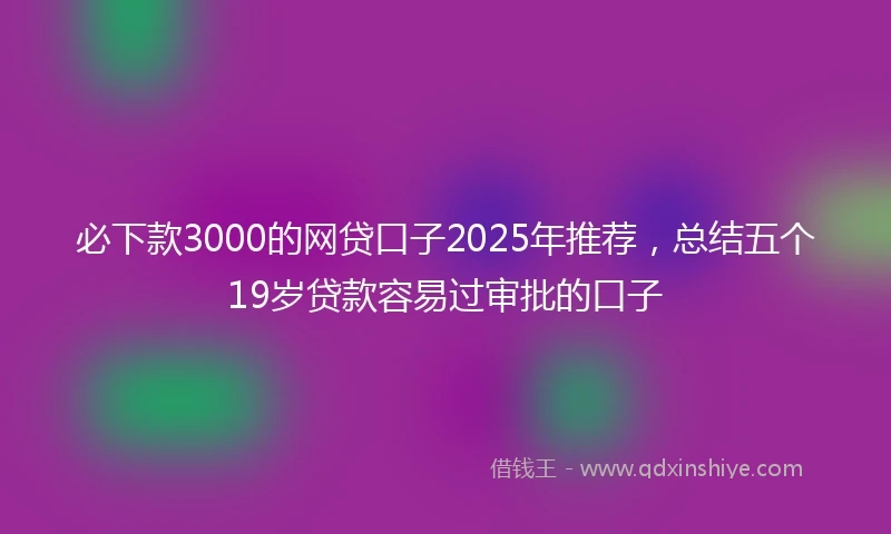 必下款3000的网贷口子2025年推荐，总结五个19岁贷款容易过审批的口子