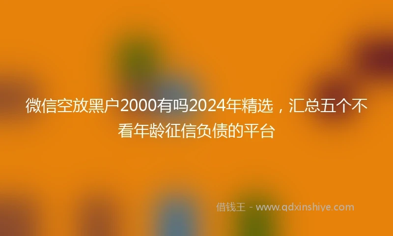 微信空放黑户2000有吗2024年精选，汇总五个不看年龄征信负债的平台