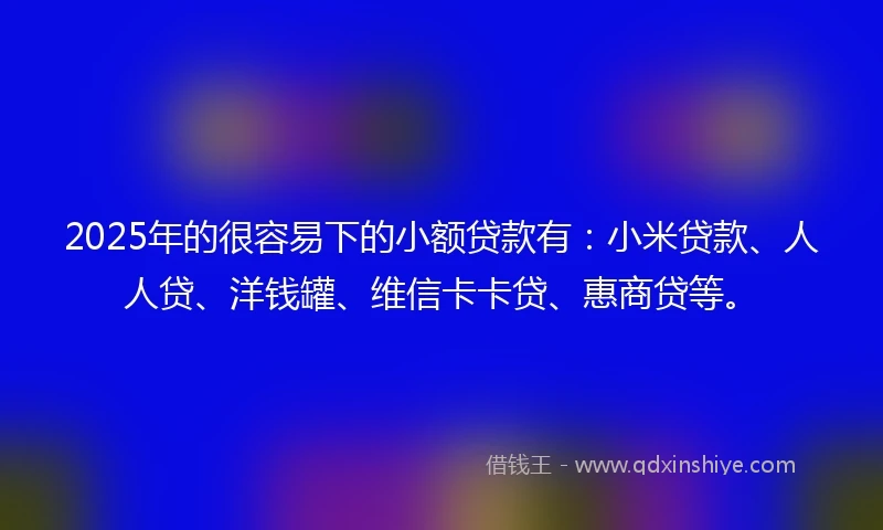 2025年的很容易下的小额贷款有：小米贷款、人人贷、洋钱罐、维信卡卡贷、惠商贷等。