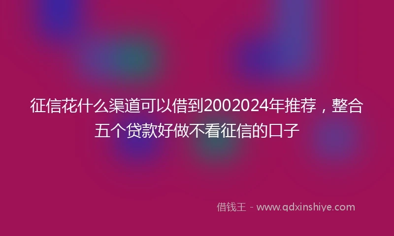 征信花什么渠道可以借到2002024年推荐，整合五个贷款好做不看征信的口子