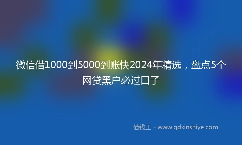 微信借1000到5000到账快2024年精选，盘点5个网贷黑户必过口子