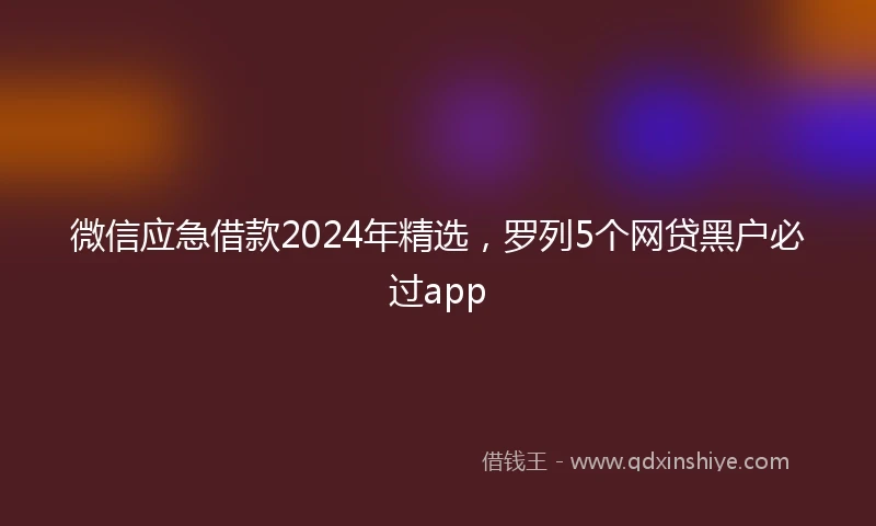 微信应急借款2024年精选，罗列5个网贷黑户必过app