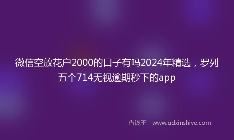 微信空放花户2000的口子有吗2024年精选，罗列五个714无视逾期秒下的app