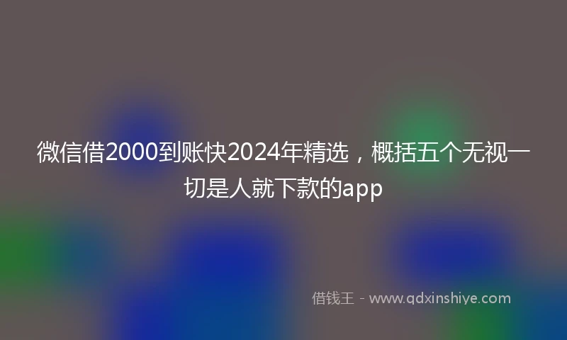微信借2000到账快2024年精选，概括五个无视一切是人就下款的app