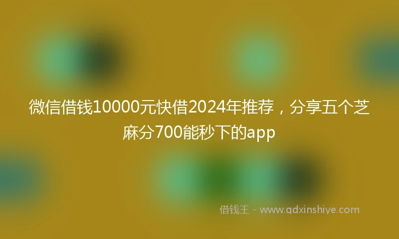 微信借钱10000元快借2024年推荐，分享五个芝麻分700能秒下的app