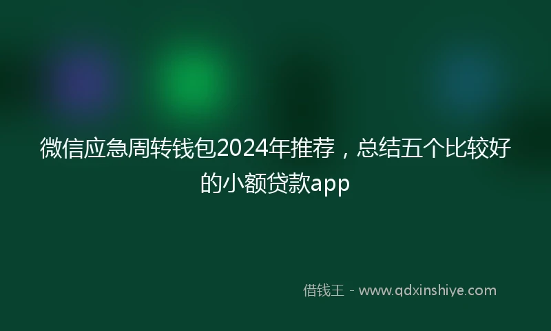 微信应急周转钱包2024年推荐，总结五个比较好的小额贷款app