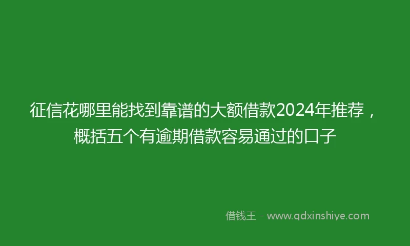 征信花哪里能找到靠谱的大额借款2024年推荐，概括五个有逾期借款容易通过的口子