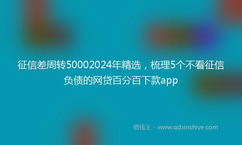 征信差周转50002024年精选，梳理5个不看征信负债的网贷百分百下款app