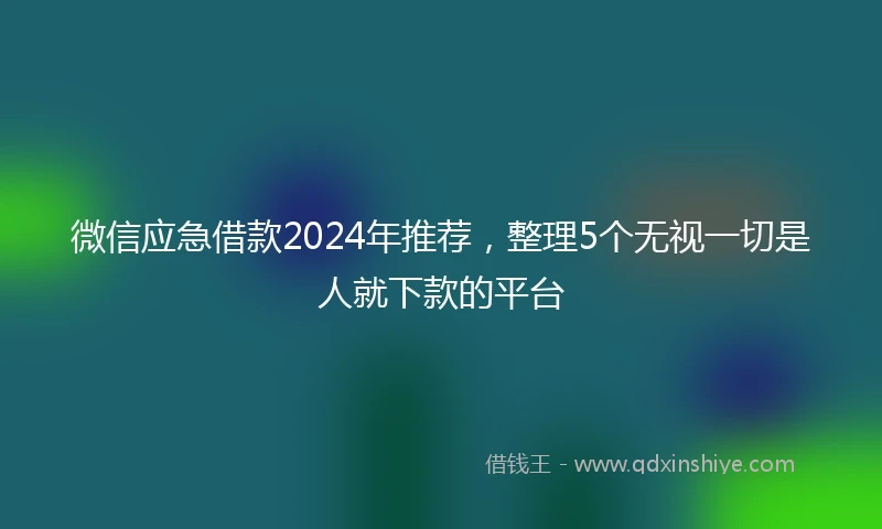 微信应急借款2024年推荐，整理5个无视一切是人就下款的平台