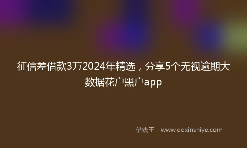 征信差借款3万2024年精选，分享5个无视逾期大数据花户黑户app