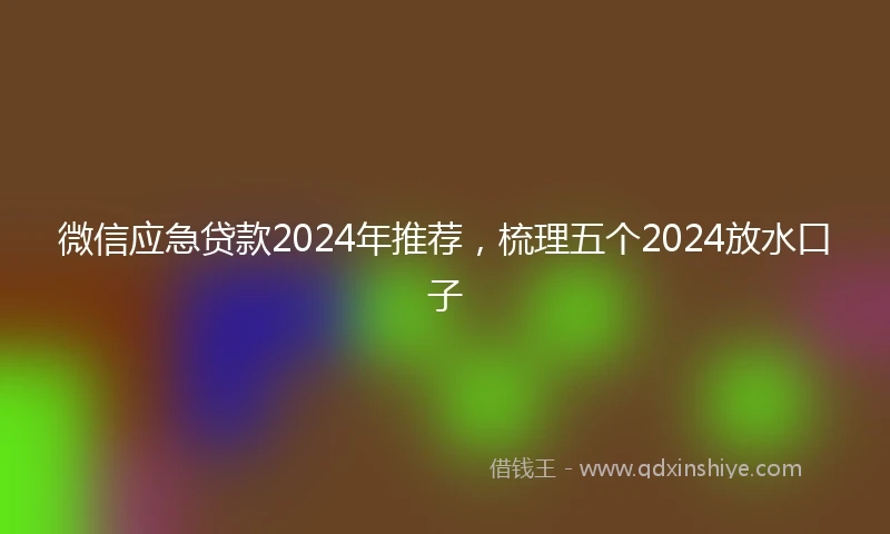 微信应急贷款2024年推荐，梳理五个2024放水口子