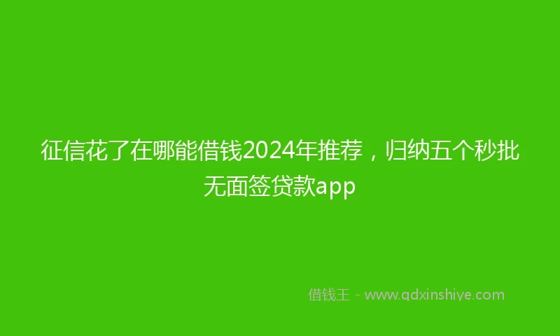 征信花了在哪能借钱2024年推荐，归纳五个秒批无面签贷款app